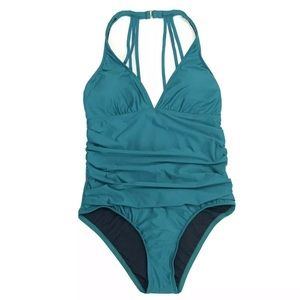 Antonio Melani | Halter Swimsuit Plunge Neckline
